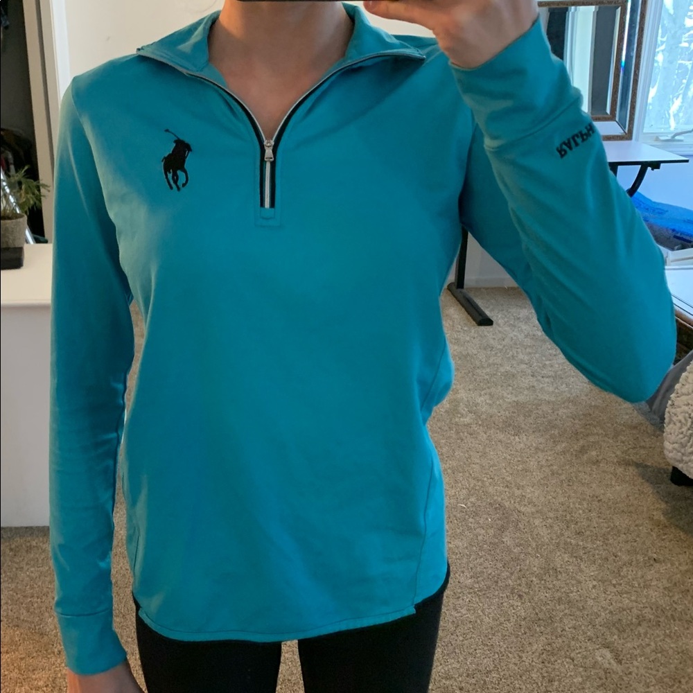 Blue ralph lauren golf athletic material quarter zip long sleeve